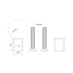 Prechod medzi stĺpom ø 42.4mm a kotviacou platňou, L:25mm Prechod medzi stĺpom ø 42.4mm a kotviacou platňou, L:25mm